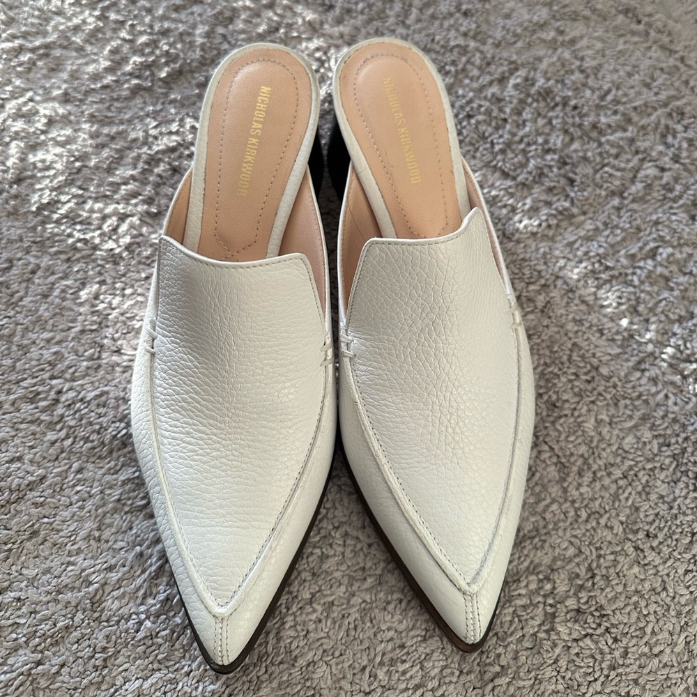 Nocholas Kirkwood white leather mules